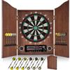 Yirinatek Bersaglio elettronico decorativo per freccette (12 frecce in bronzo) [modalità gioco a cricket], disco professionale e freccette con ante in legno, caffè