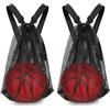 VQBKHO 2 sacchetti in rete per palloni, 48 x 37 cm, con coulisse, borsa da palestra, borsa da basket da appendere, borsa da spiaggia, borsa a rete portatile pieghevole