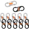 YOYEAH 10 moschettoni doppi piccoli - Mini moschettone con clip di chiusura antifurto in acciaio inox - moschettone a forma di S per zaino portachiavi all'aperto - arrampicata, guinzaglio per cani