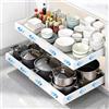 Ribech Confezione da 2 organizzatori per armadi estraibili, colore bianco, larghezza regolabile 32-53 cm, profondità 42 cm, cassetto espandibile con superficie adesiva, organizer da cucina senza fori