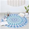 RAJRANG Arazzo con mandala, 122 cm, rotondo, in puro cotone, stile hippie, decorativo, stile bohémien, indiano, colore azzurro cielo