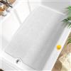 HITSLAM Tappetino Vasca Antiscivolo da Bagno 101x51cm, Extra lungo Tappetino Doccia Antiscivolo, PVC Morbido Loofah Tappetino Bagno, Asciugatura Rapida Tappeto Vasca, Senza Ventosa, Bianco