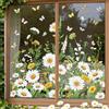 wondever Vetrofanie Primavera Margherite Adesivi Finestra Fiori Bianche Anticollisione per Fiore Selvatici Farfalle Primavera Estate Adesivi Elettrostatici per Vetro Porte Finestre