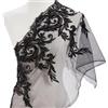 CABODYALS 1 yard Tessuto di Pizzo con Ricamo Floreale Nero, Paillettes Lucide, Perline, Toppe di Paillettes, Da Cucire su Tulle, Rifiniture Vintage con Fiori per Cucire, Realizzare Abiti Da Sposa, Dec