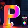 Cpeelsdo Lettere Luminoso APP Controllo, RGB Luci LED di Lettera Alfabeto con USB, Figura a Lettere Luce per Decorazione e Atmosfera, Luci Notturne Scrivania, Compleanni, Matrimoni, Vetrine - P