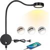 ERWEY Lampada da lettura a parete, lampada da parete a LED con pulsante a sfioramento luce regolabile 3000K-6000K, lampada da comodino 4W Lampada a collo d'oca flessibile a 360°, nero