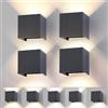 wisdom line Applique da Parete a Cubo 4 Pezzi per Interni ed Esterni, 15W LED 3 Colori Regolabili, IP65 Impermeabile, Angolo del Fascio Regolabile 0-120°, Design Quadrato Moderno Antracite 11cm