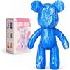 Generisch Kit per decorazione domestica fai da te, con statuetta a forma di orsetto bianco da pitturare, incl. 3 pitture liquide, pennello, tovaglia e grembiule (blu)