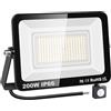 YOJZMA 200W Sensore di movimento Luce esterna, 20000LM LED Flood Luci esterne 3000K Luce diurna Bianco caldo Luci di sicurezza impermeabili IP67 per giardino, garage, cortile, Campo sportivo, patio