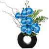 Oairse Orchidea artificiale 41 cm, fiori di orchidea blu in seta con vaso in ceramica nera, composizione floreale finta Phalaenopsis per casa, ufficio, cucina, tavolo, centrotavola, decorazione