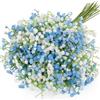 N&T NIETING Gypsophila Fiori artificiali, 15 pezzi, Gypsophila, fioriere finti, per matrimoni, feste, decorazione della casa (blu e bianco)