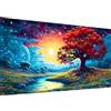 Hjjdiyes Dipingere con i Numeri Adulti Paesaggio 90 X 40 Cm - Set Fai da Te Adulti Dipingere con i Numeri Grande XXL Fiori Acqua Dipinto a Mano Olio su Tela Kit, Tela Senza Rughe (Albero della Luna)