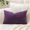 Sungeek 1 Pezzi Federe Cuscini 40x60 in Morbido Velluto a Coste, Fodere per Cuscini Decorativi con Motivo a Strisce e Patchwork Croce Copricuscini Cuscino per Divano Letto Soggiorno, Viola