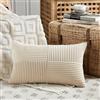 FDTERN Federe Cuscini Beige 35x60 per Divano in Velluto a Coste Moderno Morbido Motivo a Croce Decorativa Copricuscini con Cerniera Invisibile per Divano Camera da Letto