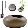WANDIC Forniture per organizzare Fiori, Tondo Fiore Rana e Vaso di Fiori in Ceramica Marrone Ghiaia Fiore Disposizione Vaso per Ikebana Arte Floreale casa Ufficio Decorazione