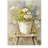 Dazzlewall Quadro Secchio con Fiori, Poster Farmhouse con Margherite e Fiori Selvatici in Secchio Metallico Rustico, Pittura Botanica ad Olio per Bagno Camera da Letto Soggiorno 30×40 cm Senza Cornice