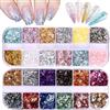 EBANKU 2 Scatole Fiocchi Olografici per Nail Art Foil Flakes Paillettes, Colorati Coriandoli Oro Argento Paillette Irregolari, Fiocchi Acrilici Effetto Specchio Foil Decorazione per Nail