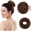 SEGOHAIR Capelli umani da 30 g, con elastico, chignon disordinato, per le donne, lisci ed elastici, chignon pieno disordinato, marrone cioccolato