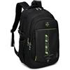 SIVENKE Zaino per la Scuola Ragazzi Teenager Borsa per la Scuola Zainetto Laptop Borsa Multifunzionale Zaino da Giorno Idrorepellente Bookbag Zaino per Bambini per Scuola Viaggi, Nero/Verde