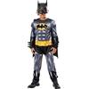 Rubie's Rubies Costume Batman Metallic Core Deluxe per bambini, tuta stampata con petto muscoloso, mantello e maschera, ufficiale DC Comics per Carnevale, Halloween, Natale e compleanno