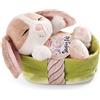 NICI Peluche Sleeping Pets Coniglietto cappuccino in cestino verde 12cm