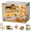 CUTEROOM Casetta per bambole 3D fai da te in legno, set fai da te in miniatura, spazio creativo con protezione antipolvere e mobili (Cake Diary)
