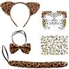 Costume Leopardo Per Bambina Con Fascia, Papillon, Coda E Adesivo Viso – Completo Carnevale