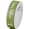 Halbach Nastro di seta di Pasqua | 25 mm x 18 m | Nastro decorativo per scritta Bella Pasqua | Nastro di lino per regali di Pasqua | Colore: verde muschio bianco