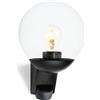 Steinel L 595 S Lampada da esterno con sensore di movimento: lampada da parete per esterni in nero con sfera di cristallo, illuminazione per terrazza e ingresso