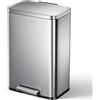 EKO Madison - Pattumiera in Acciaio Inox Spazzolato, 50 Litri, con Pedale e Rivestimento Interno, Finitura Resistente alle Impronte digitali