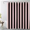 EOBTAIN Pink and Black Striped Shower Curtain for Bathroom Modern Abstract Minimalist Vertical Stripe Shower Curtains with 10 Hooks Vintage Aesthetic Bathroom Curtains Shower Set 60x72 Inch