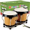EastRock Set di tamburi bongo da 10,2 cm e 12,7 cm, per adulti e principianti, con chiave per accordatura (marrone)