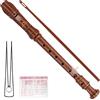 Eastrock Flauto dolce Strumento in stile inglese Soprano Flauto dolce 3 pezzi per principianti con asta di pulizia, diteggiatura, borsa per il trasporto, poggiapollice, Marrone Scuro