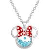 Disney Birthstone Women and Girls Jewelry Minnie Mouse Silver Plated March Aquamarine Light Blue Swarovski Cubic Zirconia Shaker Pendant Necklace, 18+2 Extender Mickey's 90th Birthday Anniversary
