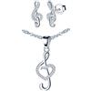 Yumilok-Collane da donna, orecchini in argento sterling collane a forma di cuore, note intarsiate con orecchini zirconi, elegante collana moda, lunghezza regolabile