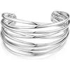 LILIE&WHITE, Bracciale da donna in oro rigido, spesso, regolabile, bracciale multifilo incrociato, aperto, martellato, Medium, Ottone, Senza Gemme