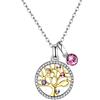 L'Atelier d'Olivier Fleuriste Collana con albero della vita in argento 925 e zirconia con doppio ciondolo in confezione regalo, Zirconia cubica, Zirconia