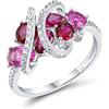 Santuzza Anello in argento Sterling 925 con zirconi cubici per le donne, Argento Sterling Pietra preziosa, Rubino