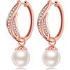 Jiahanzb Orecchini Perle Donna in Argento Sterling 925 Orecchini a Cerchio Perle Pendenti Ipoallergenici Bianco Perla Gioielli Regali da Donna Oro Rosa