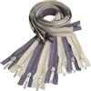 Aerzetix - Set di 8 Cerniere Lampo a Spirale N°5 75cm separabili con cursore Decorativo per Cucito Artigianato Abbigliamento | in Metallo Nylon Poliestere | Colore lillà-Grigio Pallido e Beige Chiaro