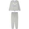 Women'secret Pijama de Manga Larga Pantalón Largo Colección Multilicense Campus Pigiama, Grigio Scuro, XS Donna