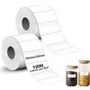 ACOMTUO 2400 Carta Termica per Etichettatrice Bianca,25 x 50 mm Ricambio per Stampante di Etichette,Vuoti Etichette per Congelatore Scrivibili per Contenitori Alimentari, Barattoli di Marmellata