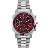 NUOVO Orologio cronografo da uomo, alla moda, cinturino in acciaio inox, analogico, al quarzo, con sottoquadranti decorativi, elegante orologio da uomo, argento/rosso, Moderno