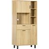 HOMCOM Buffet da cucina mobile da cucina multi-riserva con un cassetto, 3 armadi, 4 nicchie e passacavi altezza 166 cm | Aosom Italy