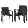 JUMMICO Sedia da Esterno - Struttura in Alluminio Robusta, Cuscino in Texlin Imbottito e Comodo, Impilabile e Riponibile sotto il Tavolo - Portata Max 160kg - Per Giardino, Cortile, Balcone