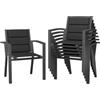 JUMMICO Sedia da Esterno - Struttura in Alluminio Robusta, Cuscino in Texlin Imbottito e Comodo, Impilabile e Riponibile sotto il Tavolo - Portata Max 160kg - Per Giardino, Cortile, Balcone