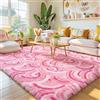 Enyhom Tappeto Salotto Peloso, Morbido Tappeto Cameretta Bambina Antiscivolo Tappeti Camera da Letto - Motivo Arcobaleno - Tappeto Camera Bambini Lavabile(Rosa, 160 x 230 cm)