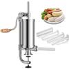 WishesMar 2.5 LB Insaccatrice per Salsiccia in Acciaio Inossidabile - Manuale Verticale Macchina per Salsiccia Salumi con 4 Tubi di Ripieno Capacità