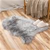 JXLOULAN Tappeto in finta pelliccia di pecora, grigio, 40 x 60 cm, morbido tappeto decorativo per soggiorno, pelo lungo, pelliccia di agnello, per sedie, divano, camera da letto, cameretta dei bambini