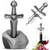 LUCYLANKER Cavatappi Ah So, Apribottiglie Spada Excalibur con Base, Cavatappi Vintage in Lega di Zinco per Vini Invecchiati & Tappi Fragili, Regalo Vino Uomo, Accessori Sommelier & Arredo Bar (Argento)